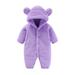 safuny Toddler Cotton Romper Jumpsuit Pants Casual Cute Ear Long Sleeve Button Jacket Comfy Flannel Soft Fleece Thicken Babies Infants Clothes Fashion Clearance Purple
