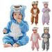 Elainilye Fashion Kids Onesie Pajamas Boys and Girls Flannel Animal One-piece Christmas Sleepwear Homewear Size 0-4Y