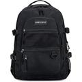 School Backpack College Schoolbags Girls Boys Large School Bag for 15.6 inch Laptop for School Travel Work Casual Daypacks Waterproof Polyester Black