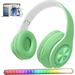 Bluetooth Over Ear Headphones Wireless Colorful LED Lights Headphones Foldable Hi-Fi Stereo Headphones with in Microphone Wired and Wireless Headphones for Classroom/Home Office/PC/Mobile