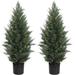 3 Feet Artificial Cedar Topiary Trees Set of 2 Outdoor Artificial Shrubs Bushes Potted Tree Lifelike Fake Cypress Plant Greenery for Decorative Indoor or Outdoorï¼ˆ35inchï¼‰