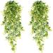 2Pcs Artificial Hanging Plants Artificial Plants Indoor Hanging Fake Plants Trailing Artificial Plants Fake Ivy Leaves Decoration for Indoor Outdoors Fake Hanging Plants for Garden Living Room Kitchen