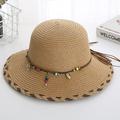 Ladies Straw Cap Summer Sun Hat Women Foldable Beach Floppy Floral Large Brim Hat