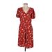 Universal Thread Casual Dress - Wrap: Red Floral Motif Dresses - New - Women's Size Small