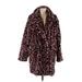 Steve Madden Coat: Burgundy Animal Print Jackets & Outerwear - Women's Size Large