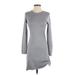 Abercrombie & Fitch Casual Dress - Sweater Dress Crew Neck Long sleeves: Gray Solid Dresses - Women's Size Small