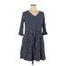 Garnet Hill Casual Dress - Popover: Blue Polka Dots Dresses - Women's Size 14