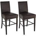 Tony - Lot de 2 Tabourets H64 Wengé et Assise Simili Cuir Marron - Marron foncé