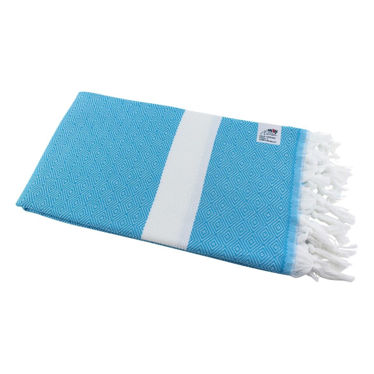 my Hamam Saunatuch Handtuch "Diamant" türkis weiß weich & saugstark Image