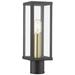 1 Light Bronze Outdoor Post Top Lantern with Antique Gold Finish Accents