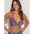 Pour Moi Venice Beach Non-Wired Longline Removable Cup Halter Top, Multi, Size 12, Women