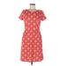 Casual Dress - Shift: Red Floral Motif Dresses - Women's Size 8 Petite