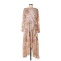 LC Lauren Conrad Casual Dress: Tan Floral Motif Dresses - Women's Size Large