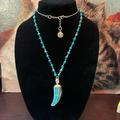 Jessica Simpson Jewelry | Jessica Simpson Gold Tone Long Necklace Turquoise Tooth | Color: Blue/Gold | Size: Os