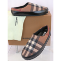 Burberry Shoes | $620 Burberry Northaven Brown Quilted Check Black Leather Logo Slippers 42.5 9.5 | Color: Black/Brown | Size: 42.5eu