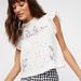 Free People Tops | Free People Picnic In The Park Eyelet Embroidery Flutter Short Sleeve Crop Top | Color: Blue/White | Size: Xs