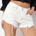 Free People Shorts | Free People Loving Good Vibrations Denim Shorts In Ivory Size 24 | Color: White | Size: 24