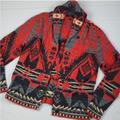 Ralph Lauren Sweaters | Lauren Ralph Lauren Sweater Cardigan Aztec Southwestern Shawl Jacket Size L | Color: Gray/Red | Size: L