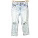 American Eagle Outfitters Jeans | American Eagle Ae 90’s Boyfriend Jeans Size 8 R Light Blue Crop Ankle Destroyed | Color: Blue | Size: 8