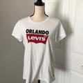 Levi's Tops | Levi's Orlando Print Logo Women's Tee/ M | Color: White | Size: M