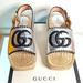 Gucci Shoes | Gucci Pilar Embroidered Double G Logo Slingback Espadrille Sandal (Women) | Color: Black/Red/Silver/Tan | Size: 5.5