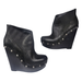 Jessica Simpson Shoes | Jessica Simpson Shoes 6 Black Leather Wedge Booties Studded Platform Chunky | Color: Black | Size: 6