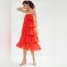 Anthropologie Dresses | Anthropologie - Tiered Ruffles Midi Dress, Size Medium | Color: Red | Size: M