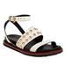 Coach Shoes | New Coach Leather Sandals Studded Wide Straps Ankle Straps Cream Women's 7.5 | Color: Black/Cream | Size: 7.5