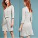 Anthropologie Dresses | Anthropologie Grey Heather T.La 3/4 Sleeve Becky Front Tie-Waist Mini Dress | Color: Cream/Gray | Size: M