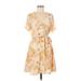 Sienna Sky Casual Dress - Wrap: Tan Print Dresses - New - Women's Size Medium