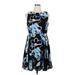 Elle Casual Dress - Fit & Flare: Blue Floral Dresses - Women's Size 14