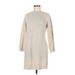 Jun & Ivy Casual Dress - Sweater Dress: Ivory Chevron/Herringbone Dresses - Women's Size Medium