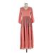 Roolee Casual Dress - Maxi V Neck Long sleeves: Pink Dresses - Women's Size Small