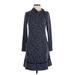 CHRIS McLaughlin Casual Dress - Sweater Dress: Blue Tweed Dresses - Women's Size 4