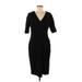 Saks Fifth Avenue Casual Dress - Sheath V-Neck Short sleeves: Black Dresses - Women's Size 8