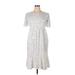Acting Pro Casual Dress - Midi: White Polka Dots Dresses - Women's Size Large