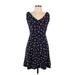 Draper James Casual Dress - Fit & Flare: Blue Floral Dresses - Women's Size 10