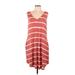 24/7 Maurices Casual Dress - High/Low: Burgundy Acid Wash Print Dresses - Women's Size Large