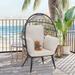 Egg Chair Wicker Outdoor Indoor Oversized Large Lounger with Stand Cushion Egg Basket