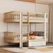 Wood Twin over Twin Bunk Bed with Fence Guardrail and a Big Drawer White