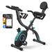 Folding Exercise Bike, Magnetic Stationary Bike for Home with 16-Level Resistance, Exclusive APP, 300LB Capacity & Seat Cushion