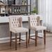 Counter Height Bar Stools, Upholstered 27" Seat Height Barstools, Wingback Breakfast Chairs with Nailhead-Trim,Set of 2