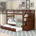 Concise & Elegant Twin-Over-Twin Bunk Bed with Twin Size Trundle and 3 Storage Stairs Multifunctional Bedroom Furniture