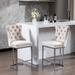 26" Counter Height Bar Stools Set of 2, Modern Velvet Barstools with Button Back&Rivet Trim Upholstered Kitchen Island Chairs