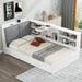 Twin Size Platform Bed Frame w/ Upholstered Storage Headboard, Wood Daybed w/ 2 Drawers & Shelves, Sturdy Wooden Slats Support