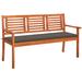 vidaXL 3-Seater Patio Bench with Cushion 23.3" Solid Eucalyptus Wood - 59.1" x 23.6" x 35"