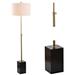 Oskar 65" Adjustable Height LED Floor Lamp, Brass/Black by JONATHAN Y - Black/Brass Gold - 55-65" H x 16" W x 16" D