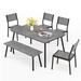 Pellebant Outdoor Patio Dining Set with Stackable Dining Chairs and Bench