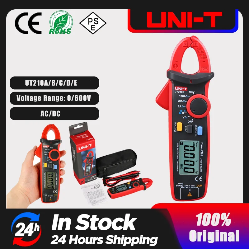 UNI-T UT210E Mini Digital AC DC Stromzange Spannung Voltmeter 100A Amperemeter Zange Elektrischer Frequenzprüfer Image
