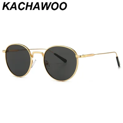 Kachawoo männer runde sonnenbrille retro metall gold schwarz braun klassische sonnenbrille mode frau